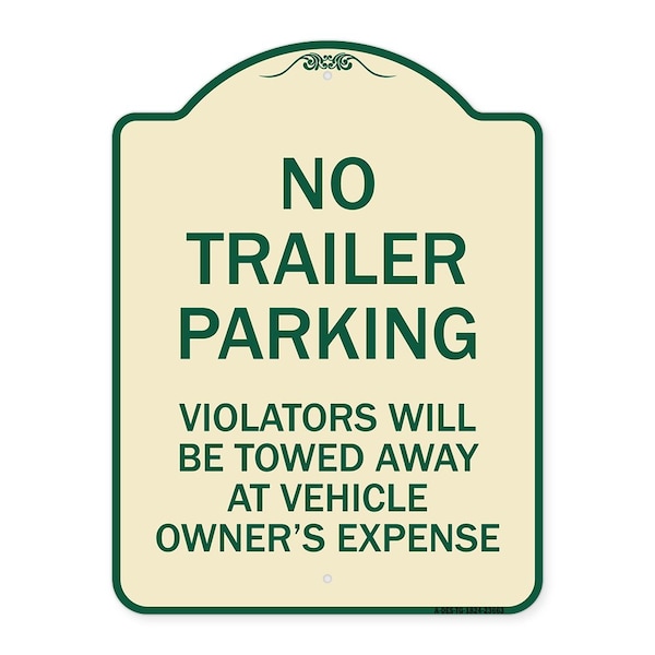 No Parking No Trailer Parking Violators Will Be Towed Away at Vehicle Owners Expense, TG-1824-23663